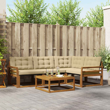 Set di divani da esterno con cuscino 5 pcs Naturale e Beige