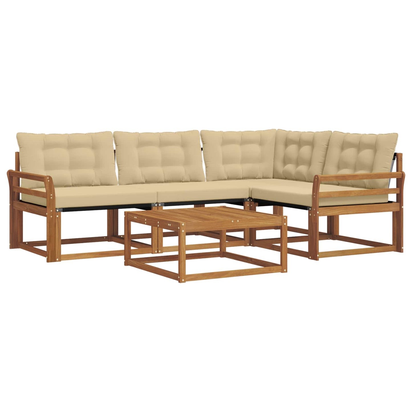 Set di divani da esterno con cuscino 5 pcs Naturale e Beige | homemem39