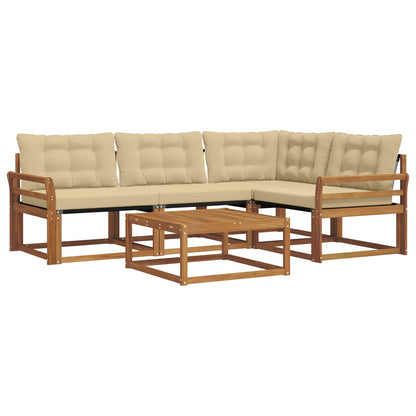 Set di divani da esterno con cuscino 5 pcs Naturale e Beige | homemem39