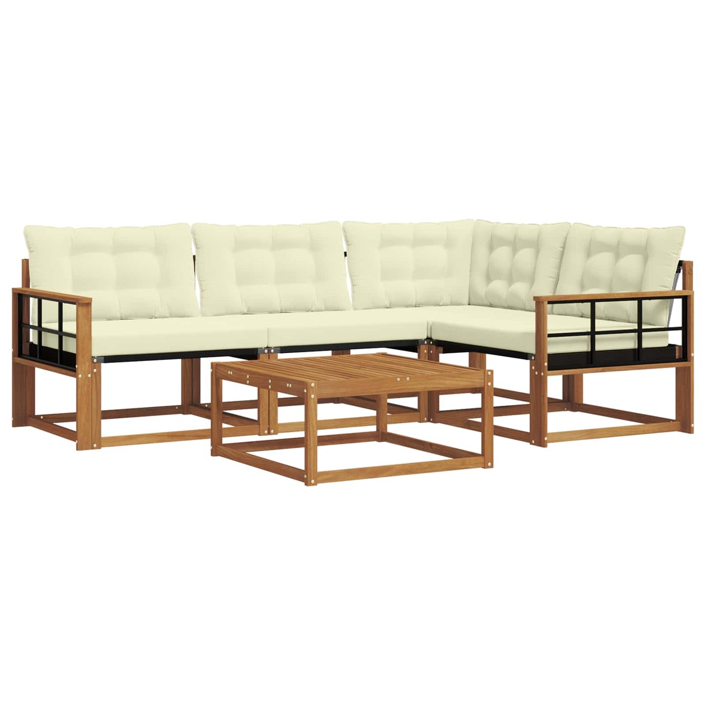 Set di divani da esterno con cuscino 5 pcs Naturale e Crema