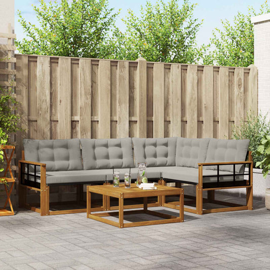 Set di divani da esterno 5 pcs Grigio Naturale e Chiaro | homemem39