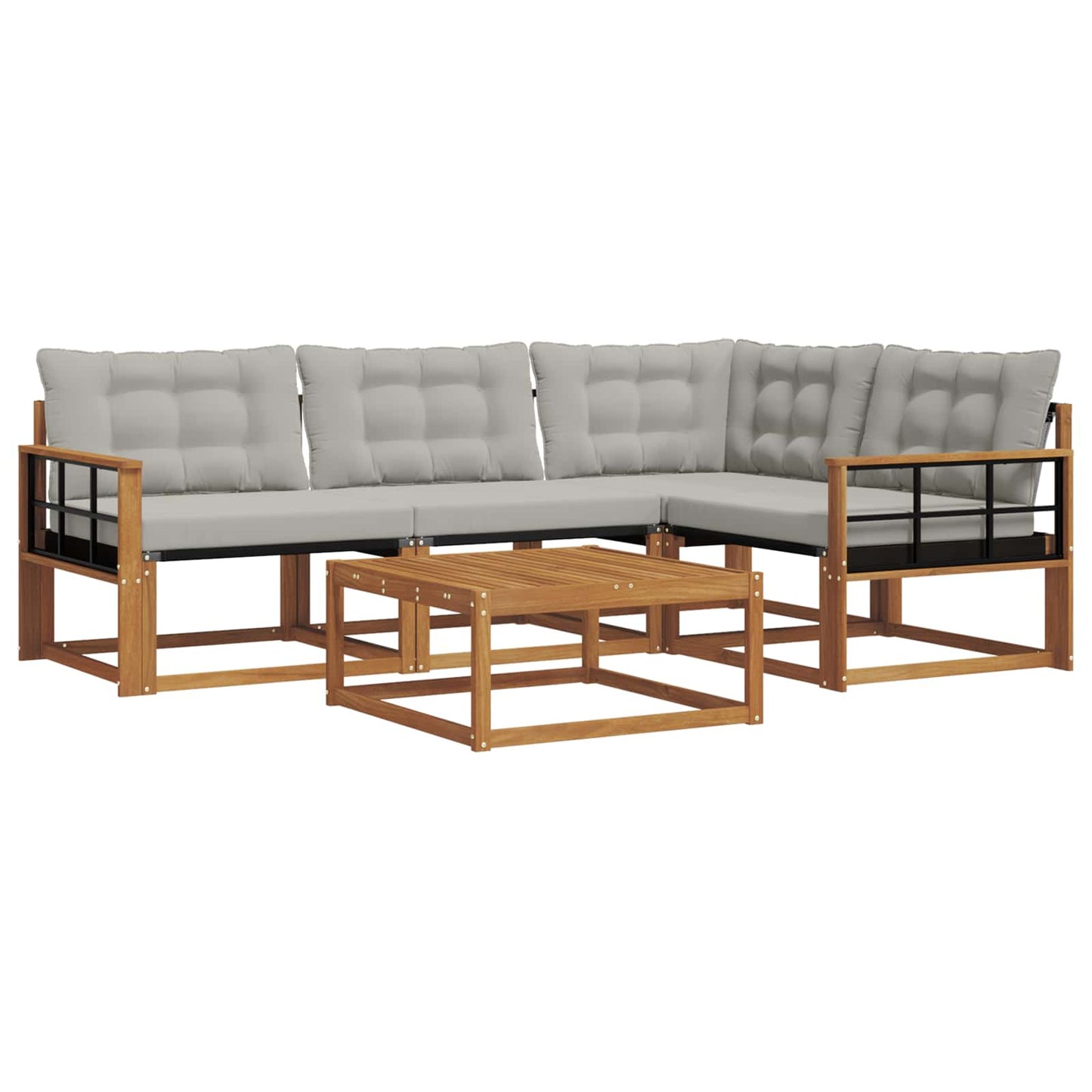 Set di divani da esterno 5 pcs Grigio Naturale e Chiaro | homemem39