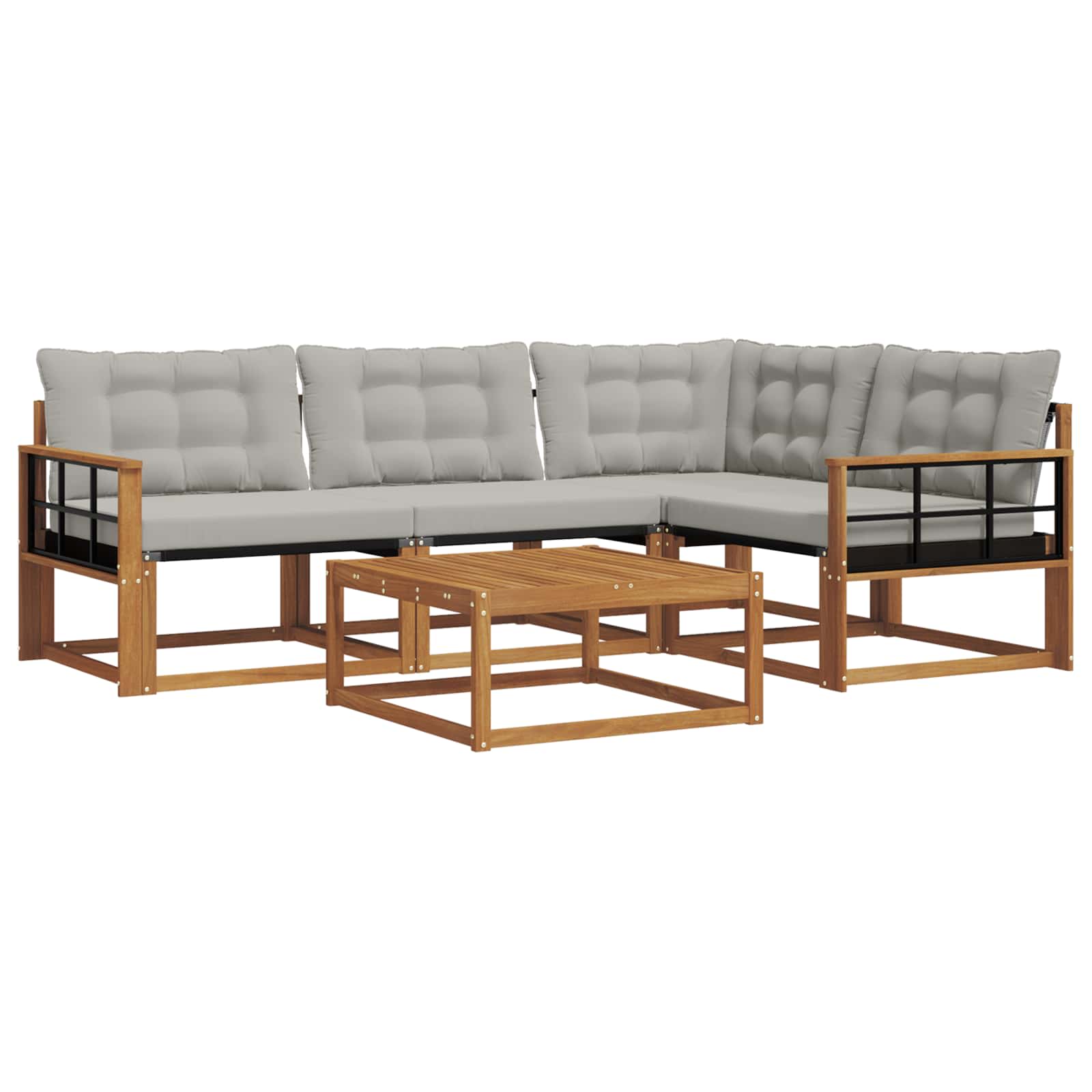 Set di divani da esterno 5 pcs Grigio Naturale e Chiaro | homemem39