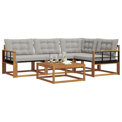 Set di divani da esterno 5 pcs Grigio Naturale e Chiaro | homemem39