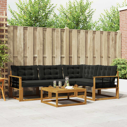 Set di divani da esterno con cuscino 5 pcs Naturale e Nero