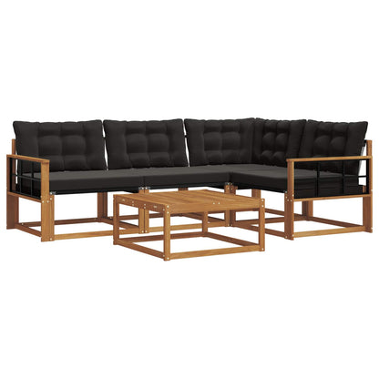 Set di divani da esterno con cuscino 5 pcs Naturale e Nero | homemem39