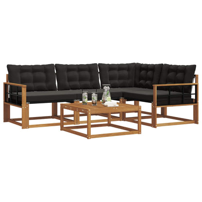Set di divani da esterno con cuscino 5 pcs Naturale e Nero | homemem39