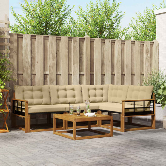 Set di divani da esterno con cuscino 5 pcs Naturale e Beige | homemem39