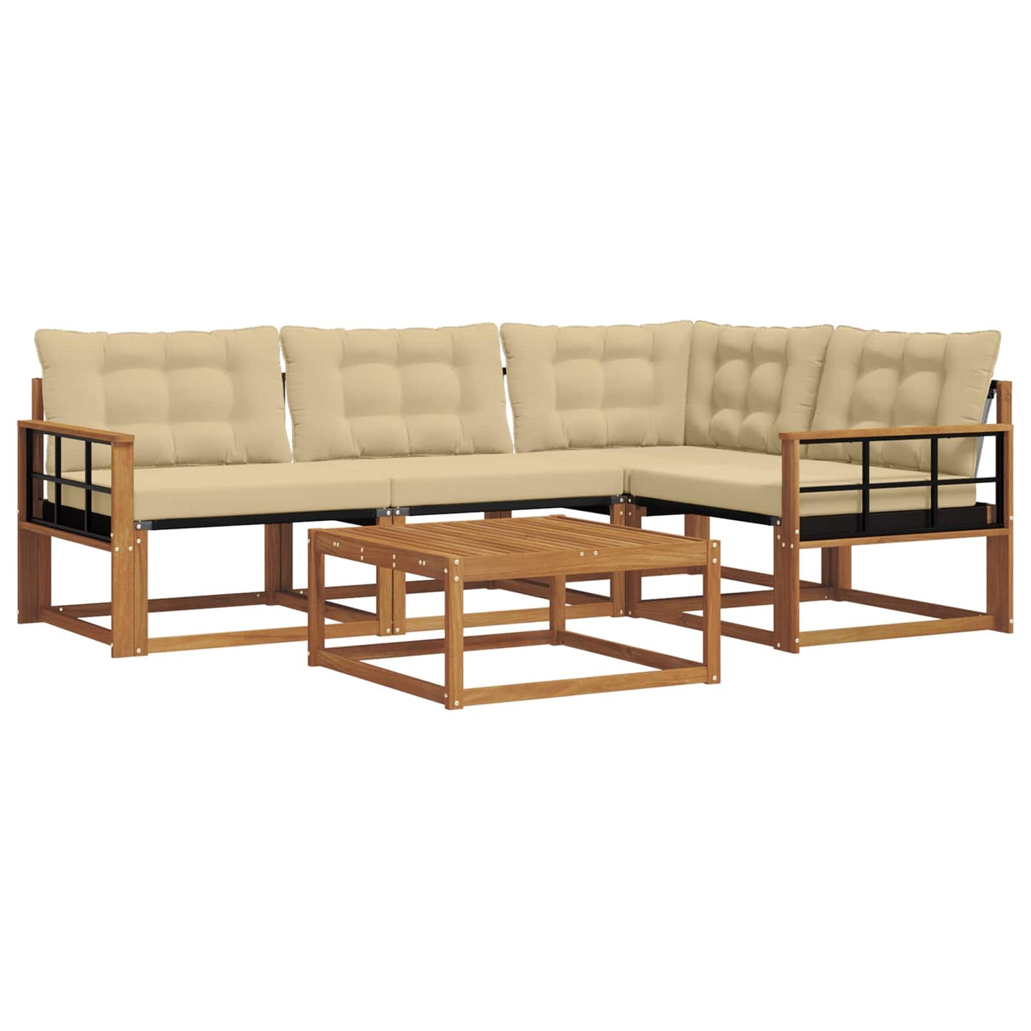 Set di divani da esterno con cuscino 5 pcs Naturale e Beige | homemem39