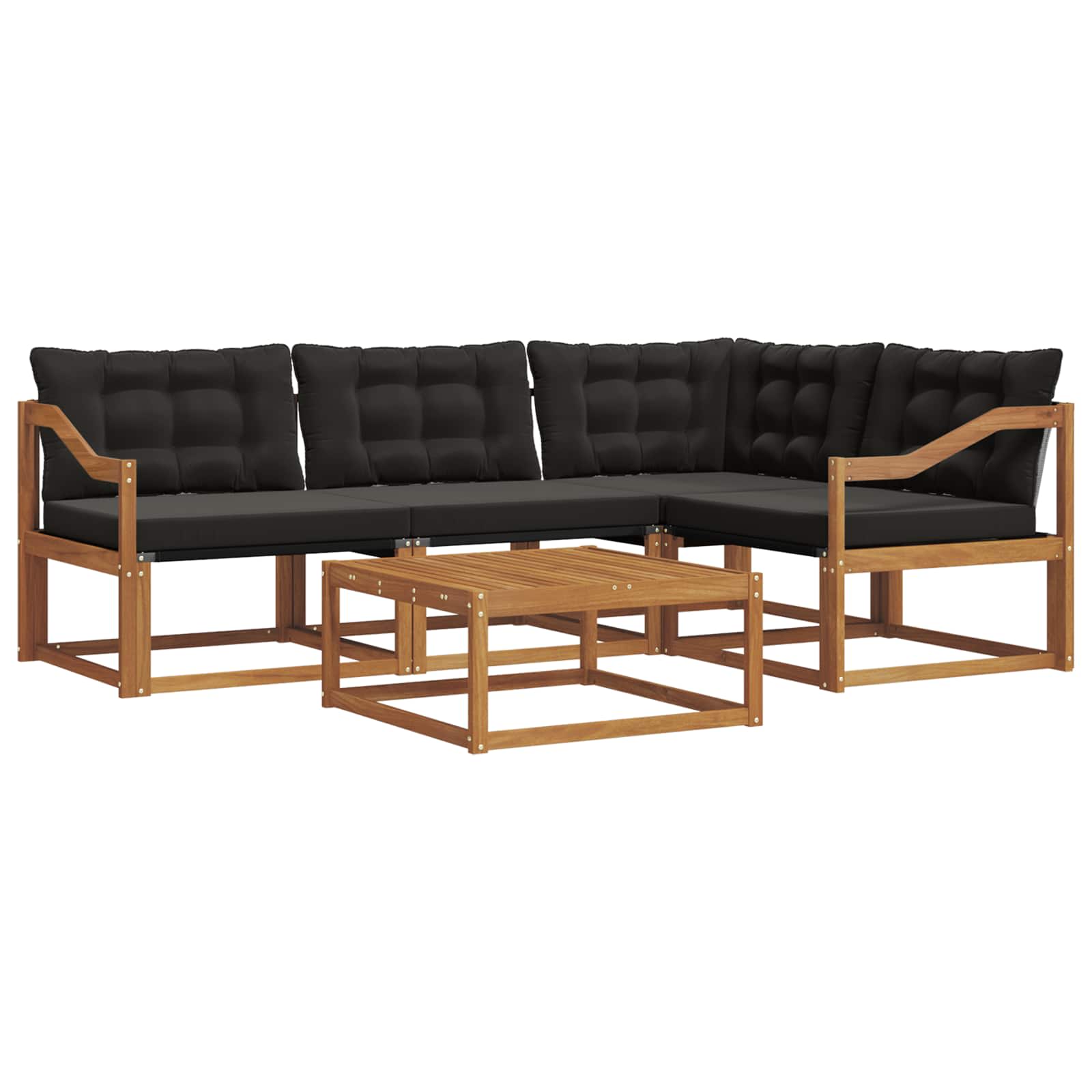 Set di divani da esterno con cuscino 5 pcs Naturale e Nero | homemem39