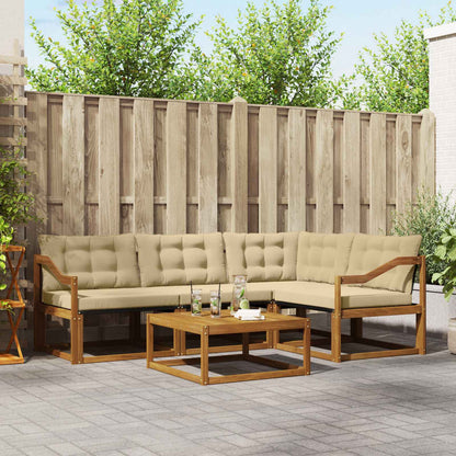 Set di divani da esterno con cuscino 5 pcs Naturale e Beige