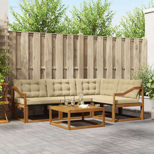Set di divani da esterno con cuscino 5 pcs Naturale e Beige
