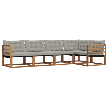 Set di divani da esterno 5 pcs Grigio Naturale e Chiaro