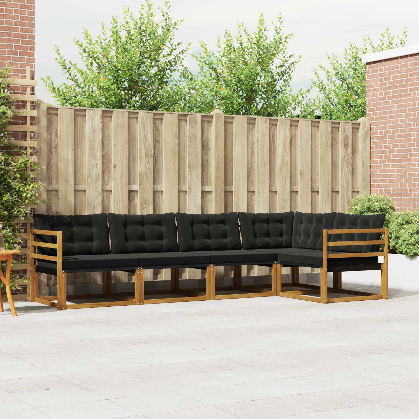 Set di divani da esterno con cuscino 5 pcs Naturale e Nero | homemem39