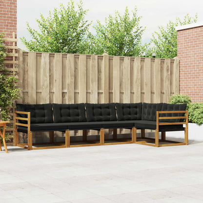 Set di divani da esterno con cuscino 5 pcs Naturale e Nero