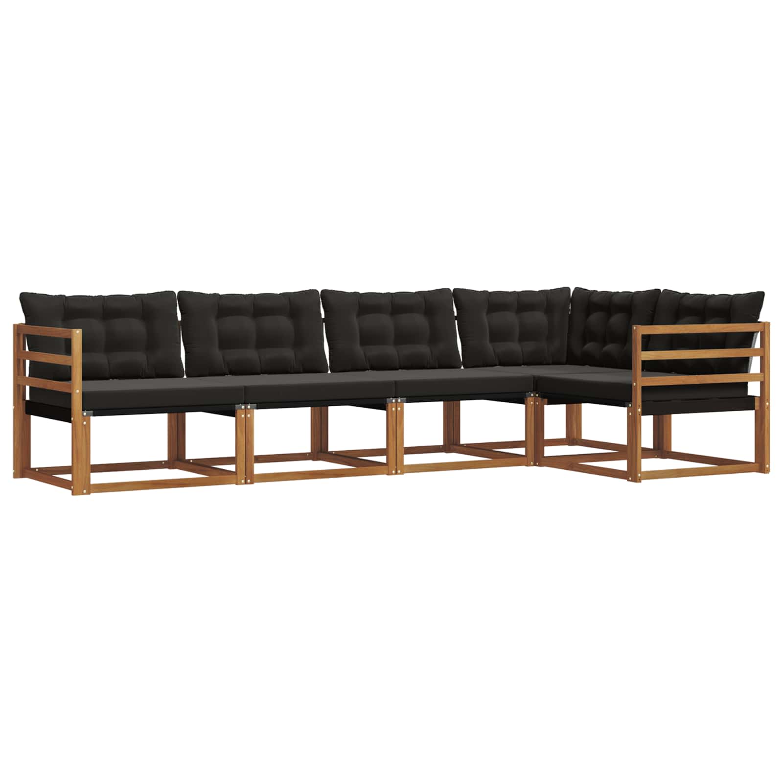 Set di divani da esterno con cuscino 5 pcs Naturale e Nero | homemem39