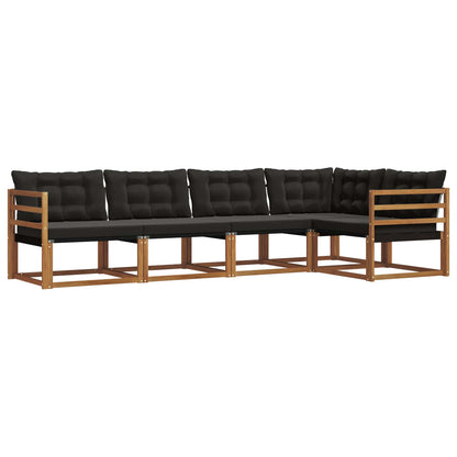 Set di divani da esterno con cuscino 5 pcs Naturale e Nero | homemem39