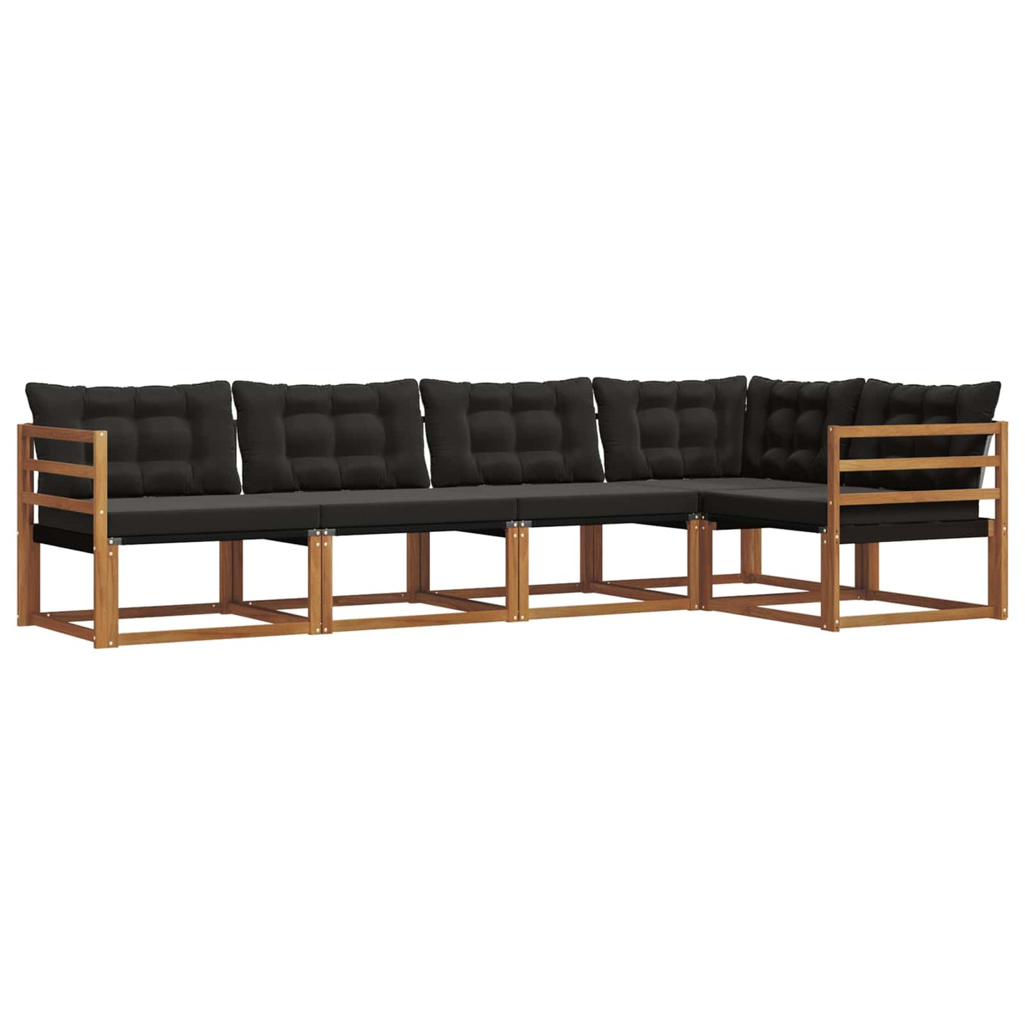 Set di divani da esterno con cuscino 5 pcs Naturale e Nero