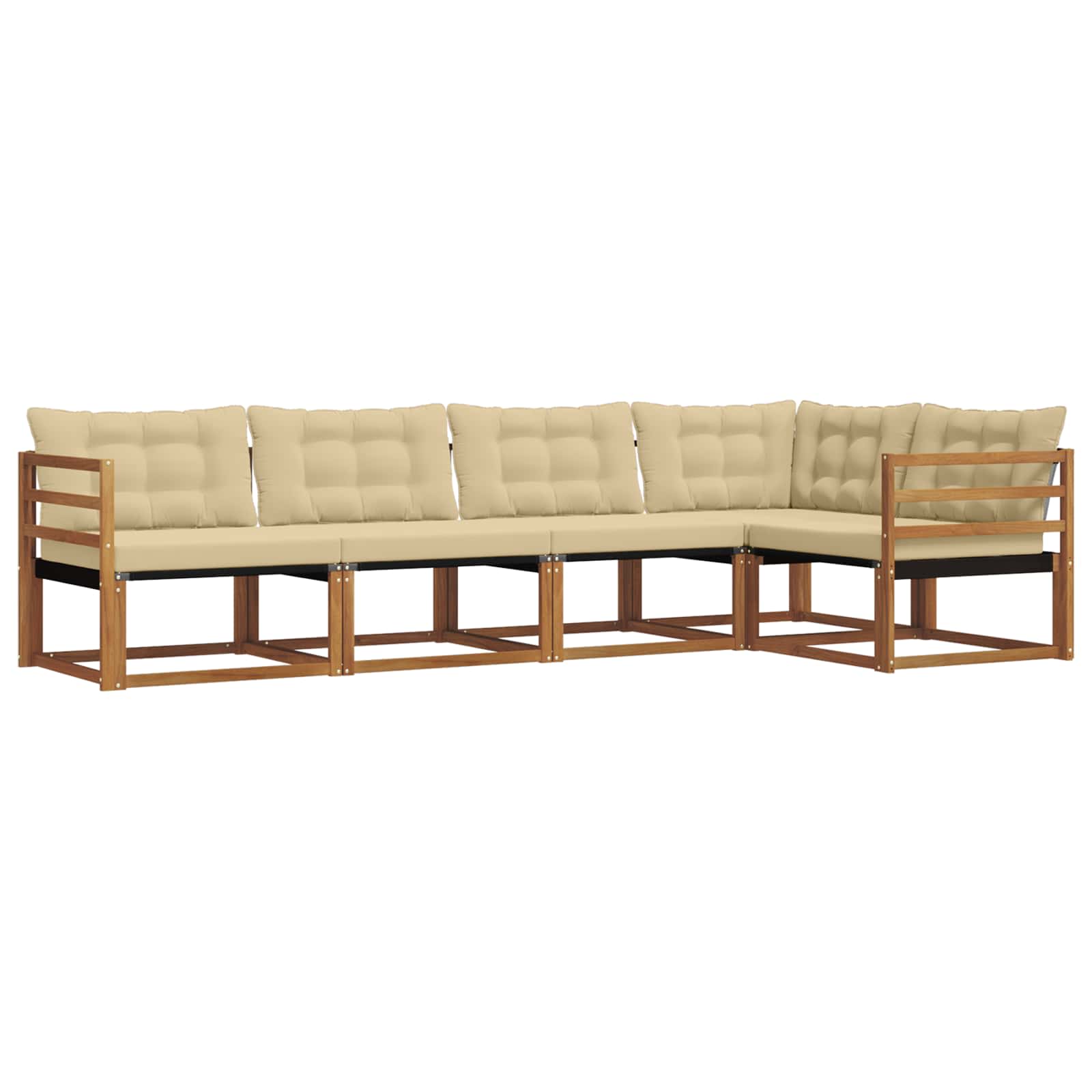 Set di divani da esterno con cuscino 5 pcs Naturale e Beige | homemem39