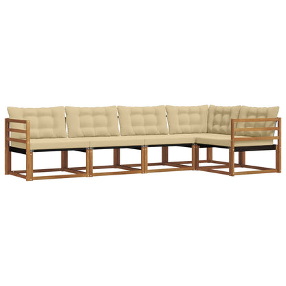 Set di divani da esterno con cuscino 5 pcs Naturale e Beige | homemem39