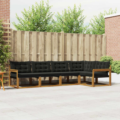 Set di divani da esterno con cuscino 5 pcs Naturale e Nero