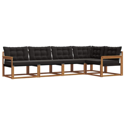Set di divani da esterno con cuscino 5 pcs Naturale e Nero | homemem39