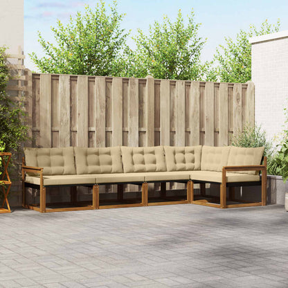 Set di divani da esterno con cuscino 5 pcs Naturale e Beige | homemem39