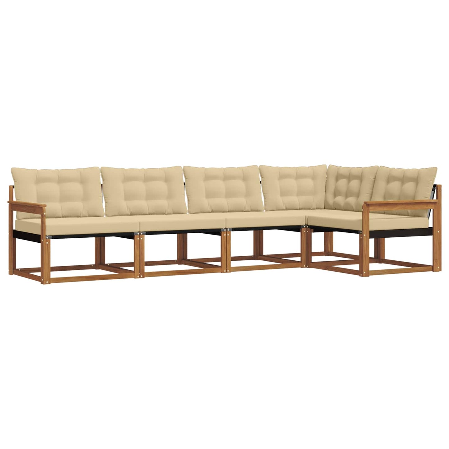Set di divani da esterno con cuscino 5 pcs Naturale e Beige | homemem39