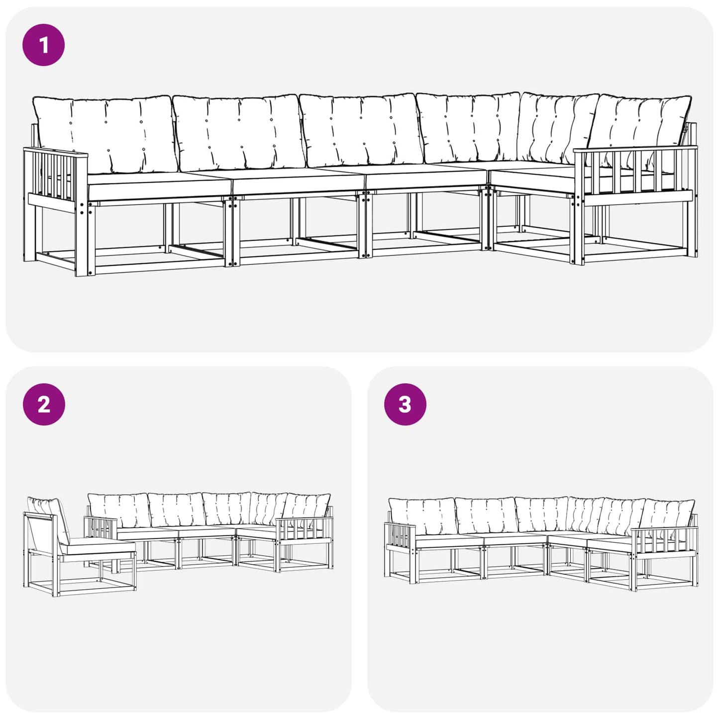 Set di divani da esterno 5 pcs Grigio Naturale e Chiaro | homemem39