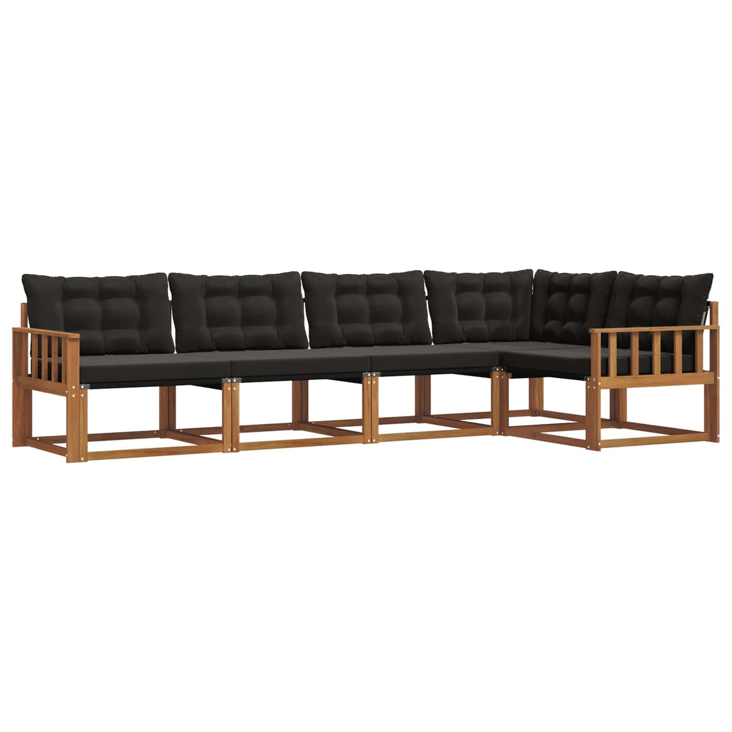 Set di divani da esterno con cuscino 5 pcs Naturale e Nero | homemem39