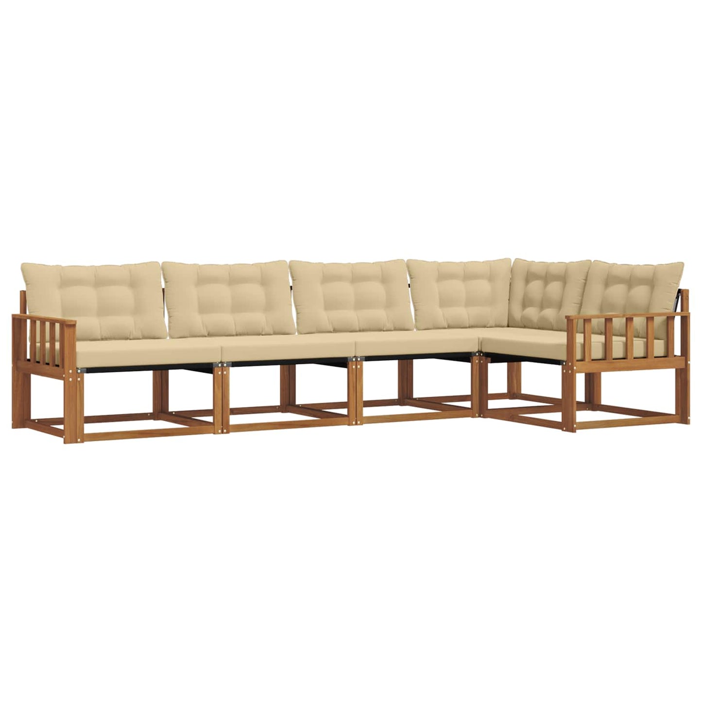 Set di divani da esterno con cuscino 5 pcs Naturale e Beige | homemem39