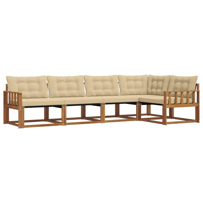 Set di divani da esterno con cuscino 5 pcs Naturale e Beige