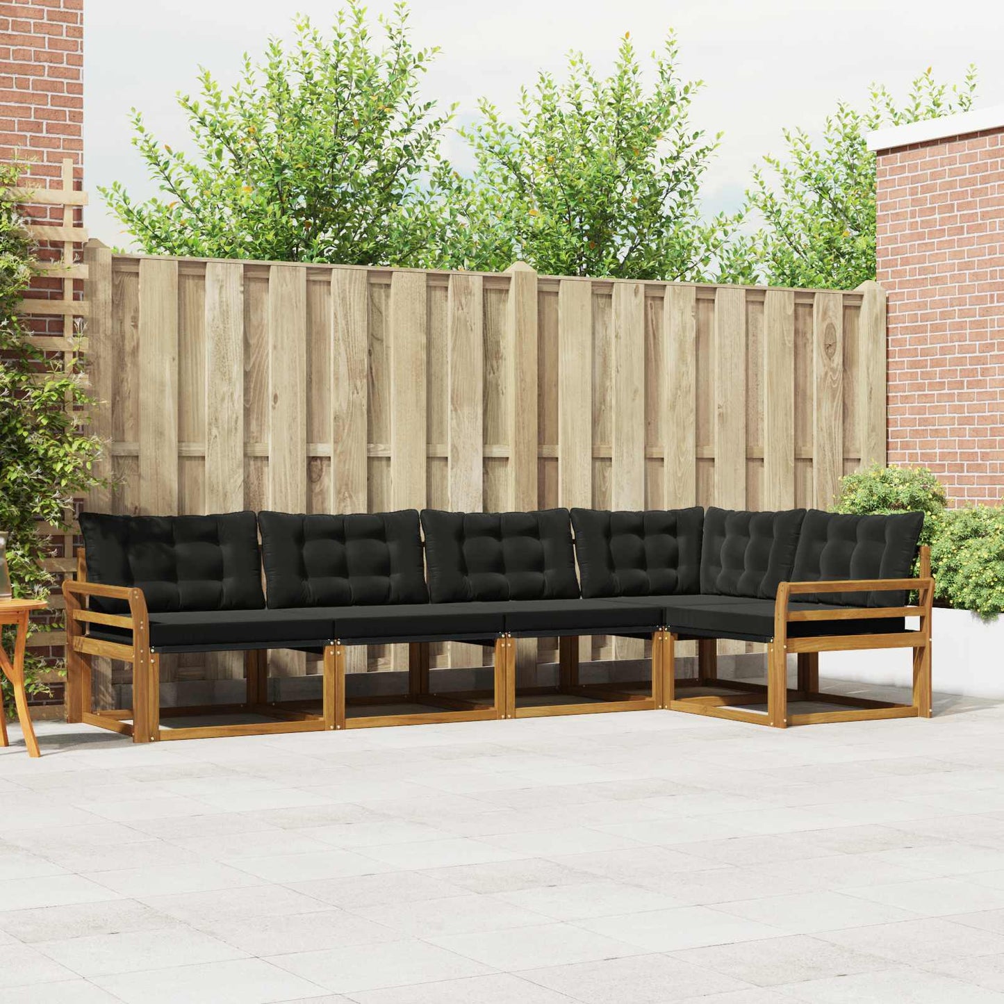 Set di divani da esterno con cuscino 5 pcs Naturale e Nero