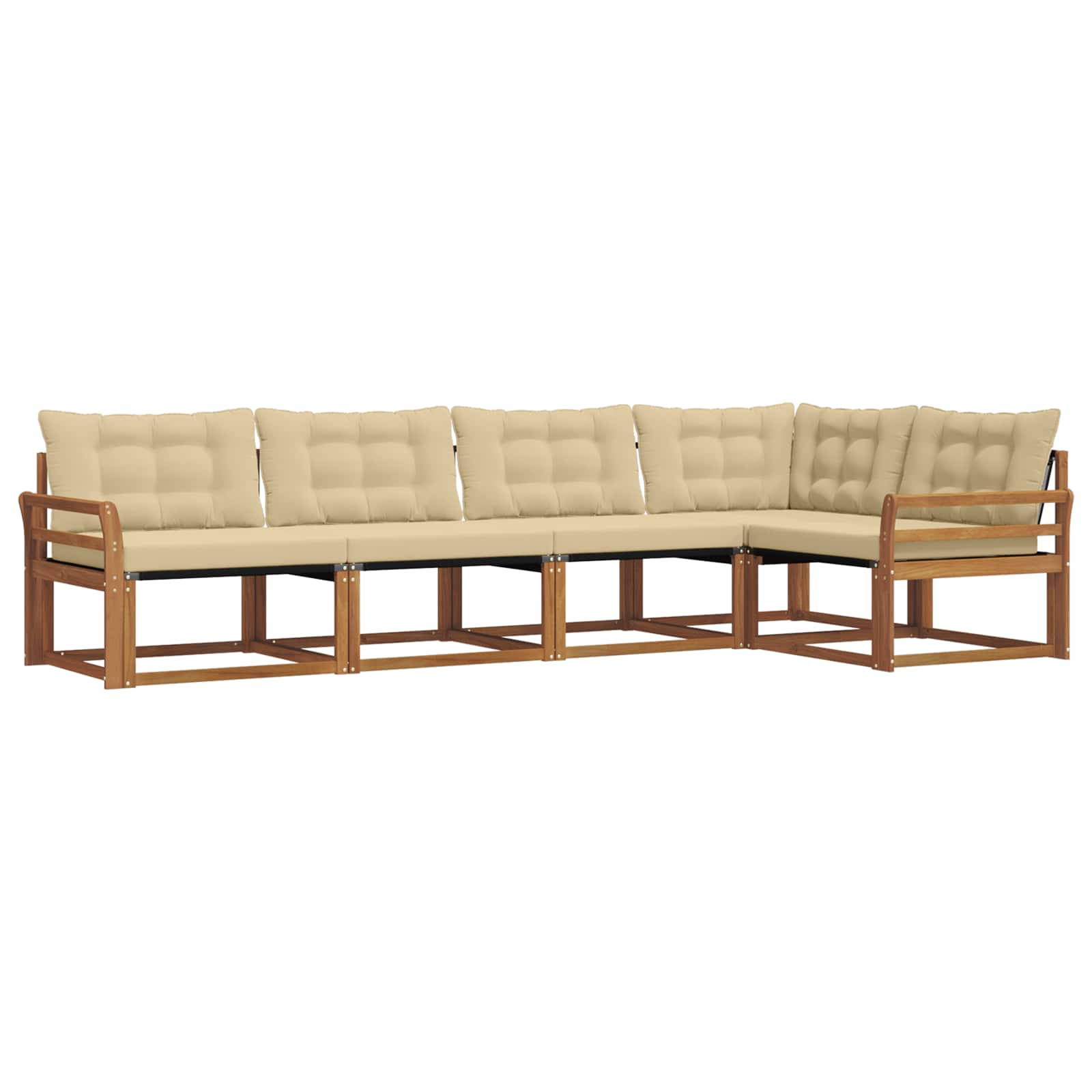 Set di divani da esterno con cuscino 5 pcs Naturale e Beige | homemem39