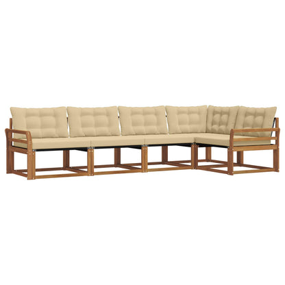 Set di divani da esterno con cuscino 5 pcs Naturale e Beige | homemem39