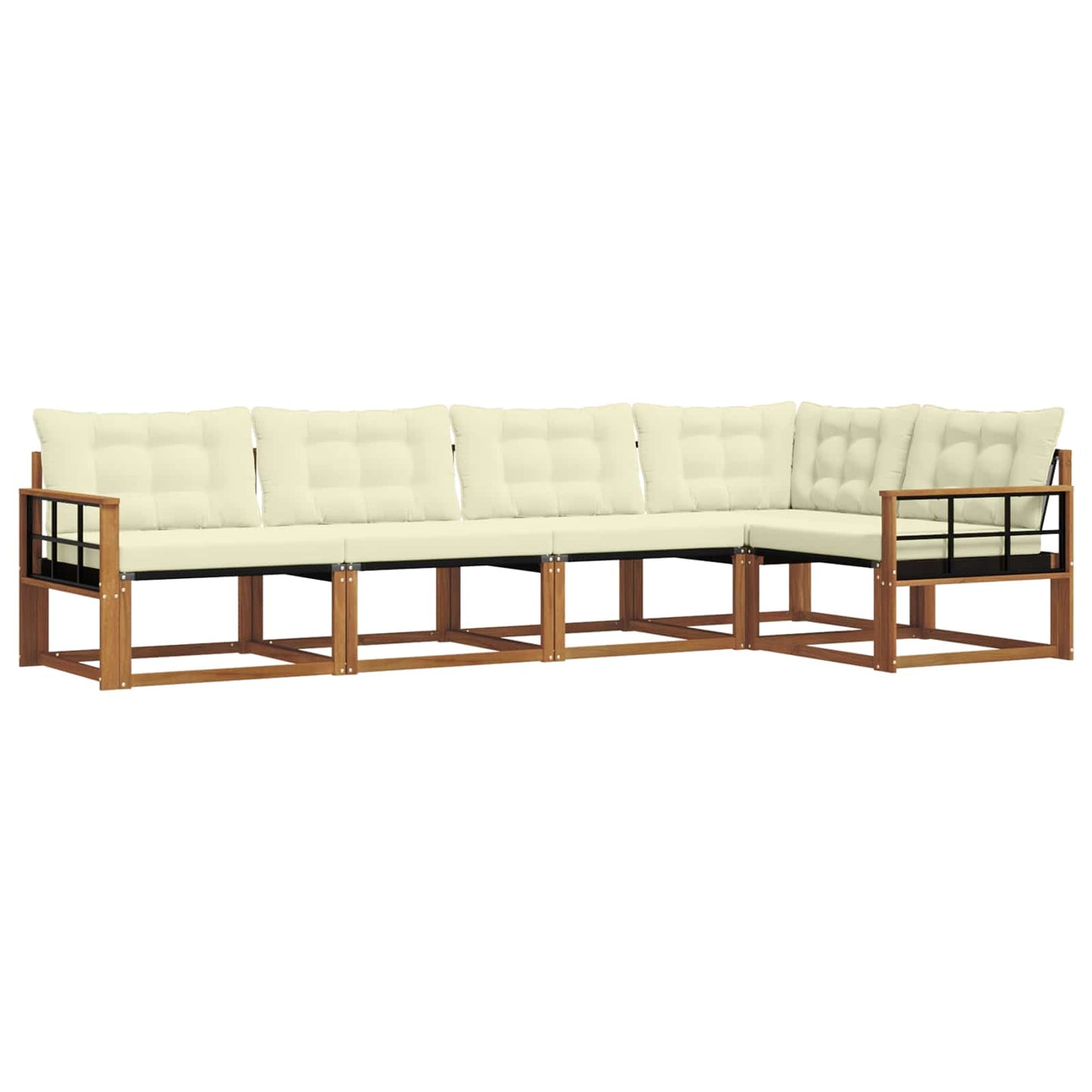 Set di divani da esterno con cuscino 5 pcs Naturale e Crema