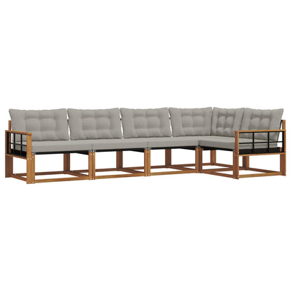 Set di divani da esterno 5 pcs Grigio Naturale e Chiaro | homemem39