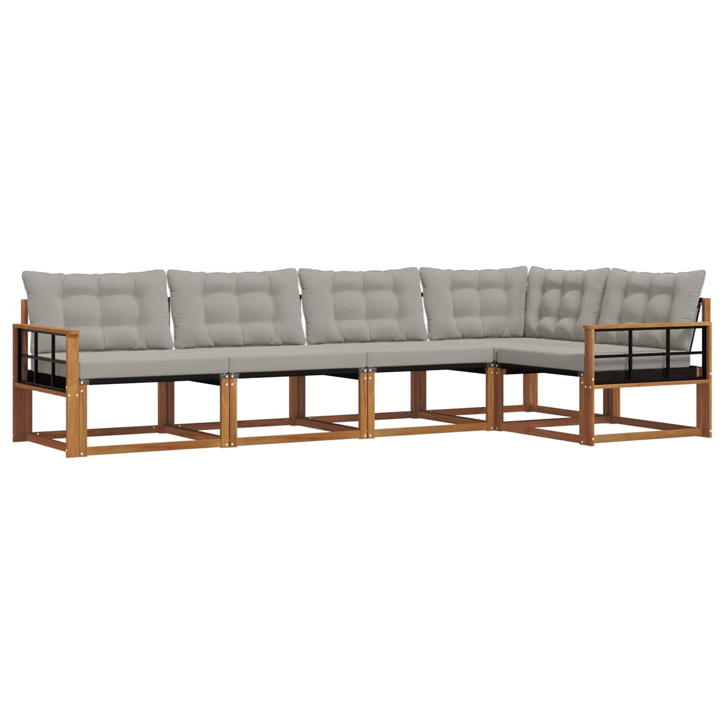Set di divani da esterno 5 pcs Grigio Naturale e Chiaro