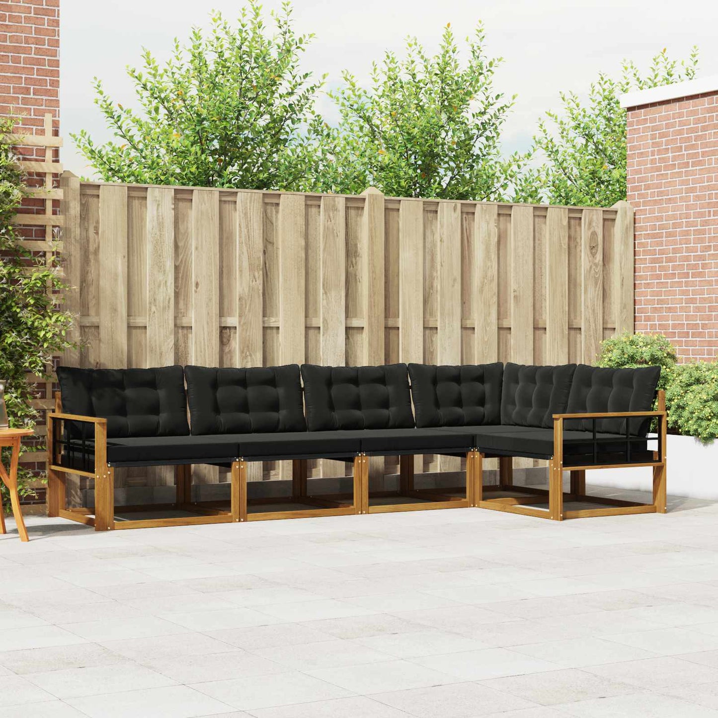 Set di divani da esterno con cuscino 5 pcs Naturale e Nero | homemem39