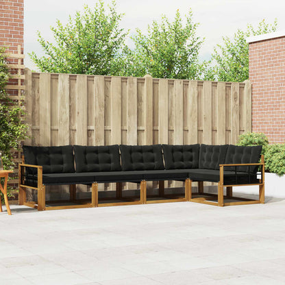 Set di divani da esterno con cuscino 5 pcs Naturale e Nero | homemem39