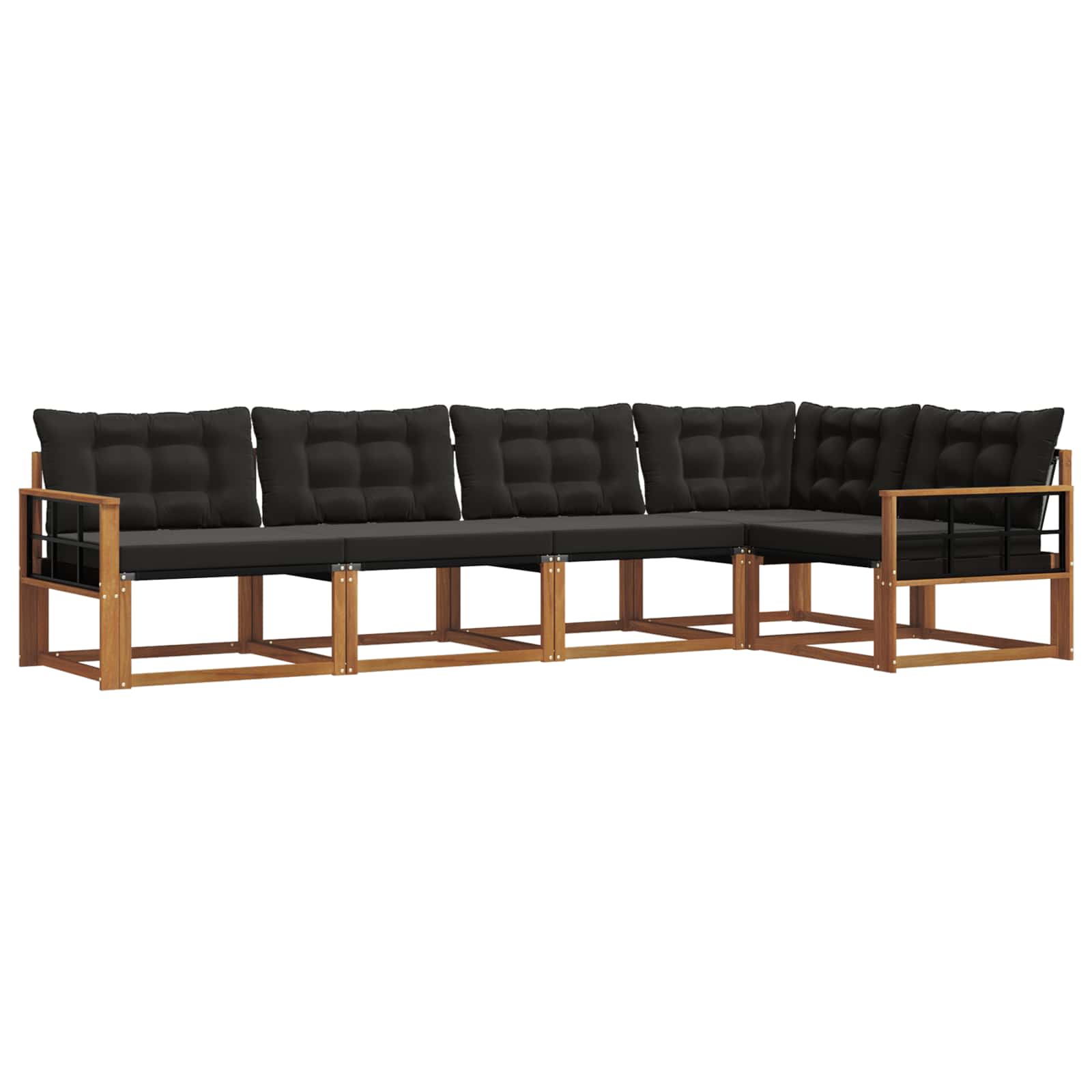 Set di divani da esterno con cuscino 5 pcs Naturale e Nero | homemem39