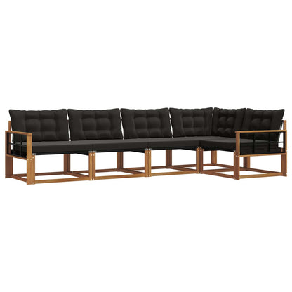Set di divani da esterno con cuscino 5 pcs Naturale e Nero | homemem39