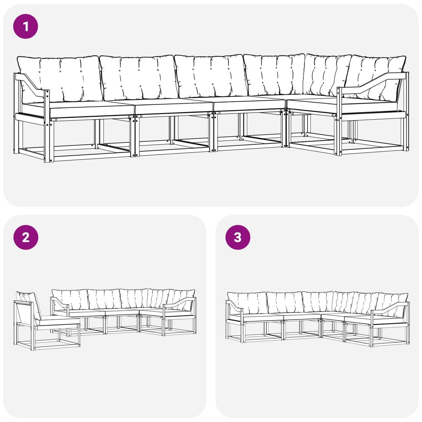 Set di divani da esterno 5 pcs Grigio Naturale e Chiaro | homemem39