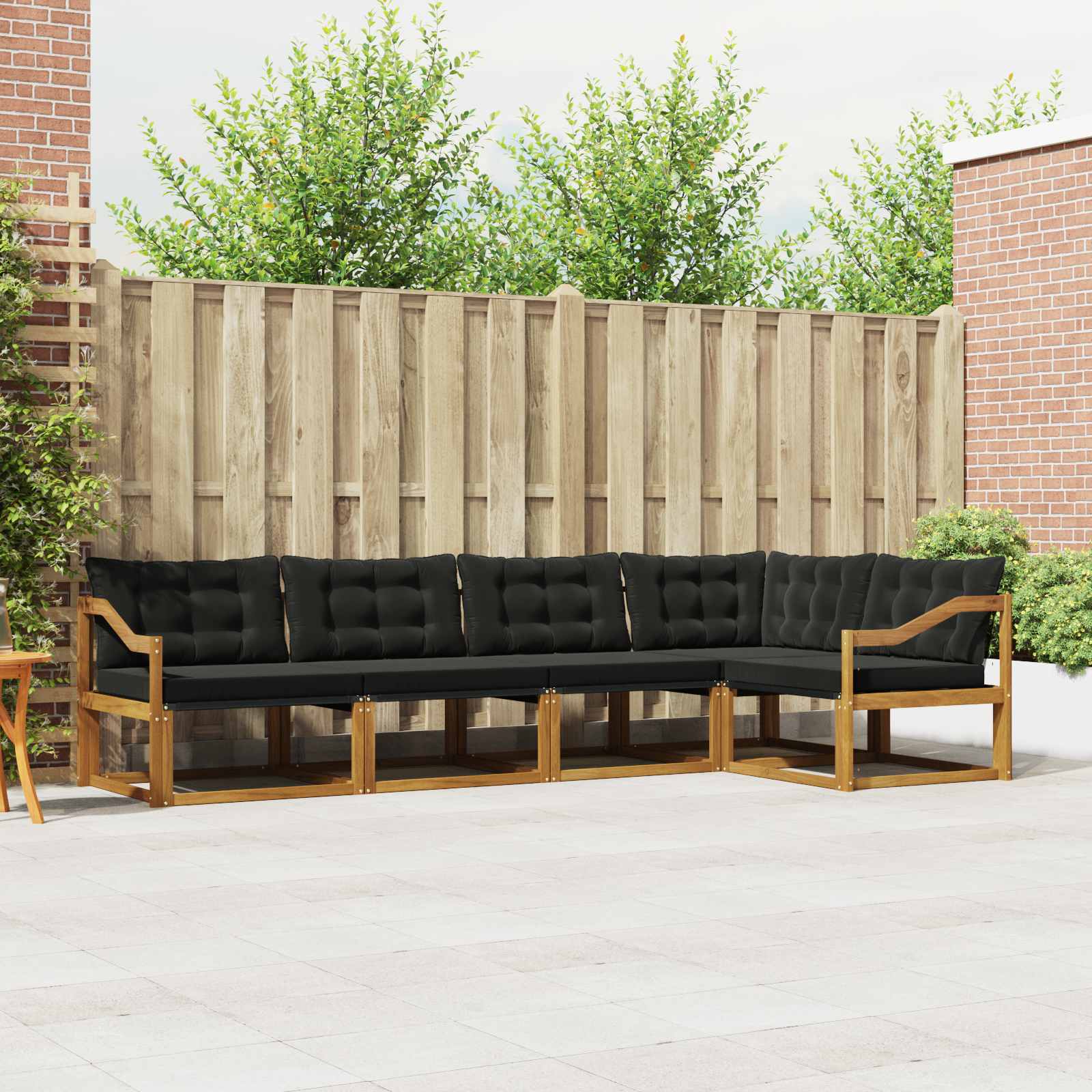 Set di divani da esterno con cuscino 5 pcs Naturale e Nero | homemem39
