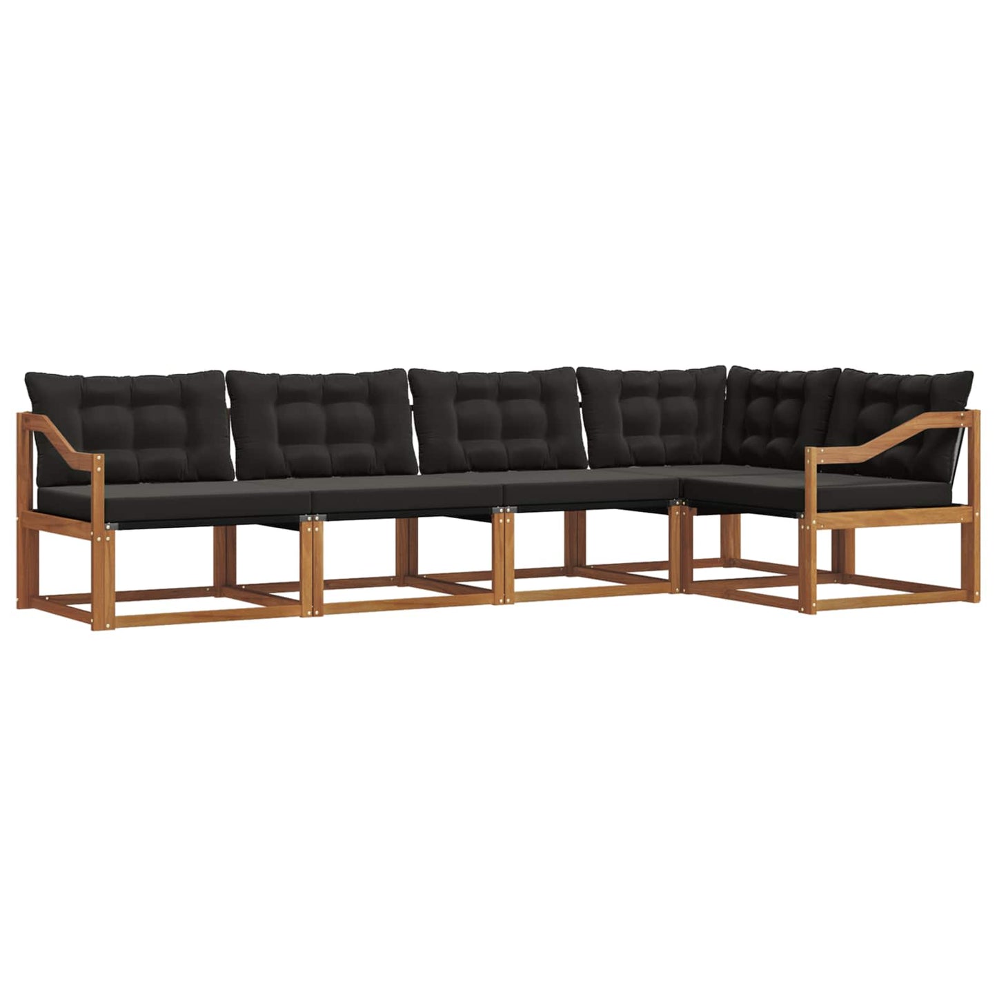 Set di divani da esterno con cuscino 5 pcs Naturale e Nero | homemem39