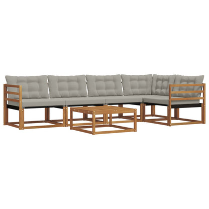 Set di divani da esterno 6 pcs Grigio Naturale e Chiaro