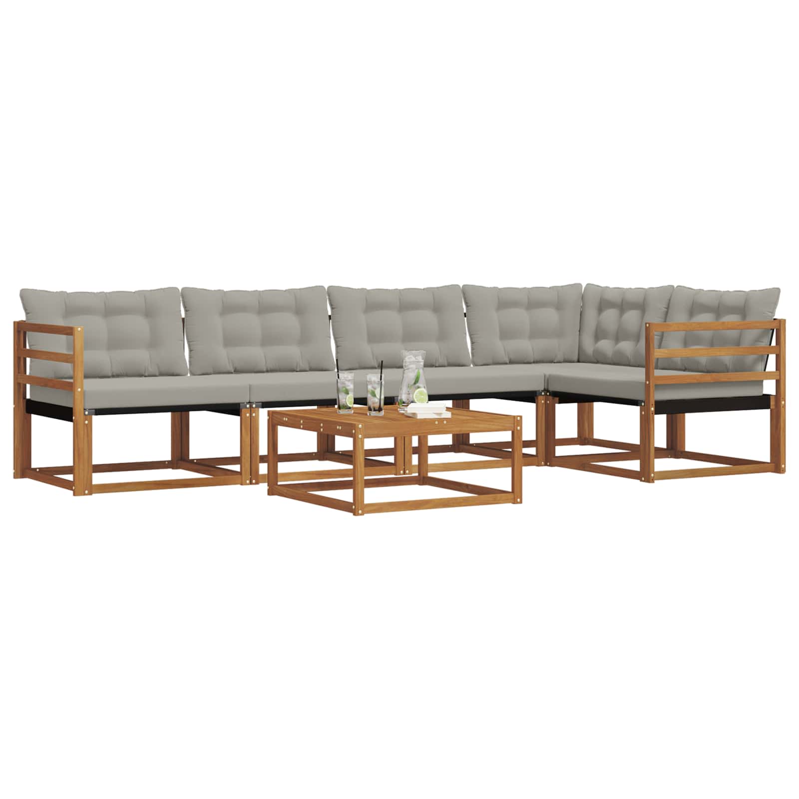 Set di divani da esterno 6 pcs Grigio Naturale e Chiaro | homemem39
