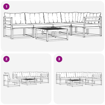Set di divani da esterno 6 pcs Grigio Naturale e Chiaro | homemem39