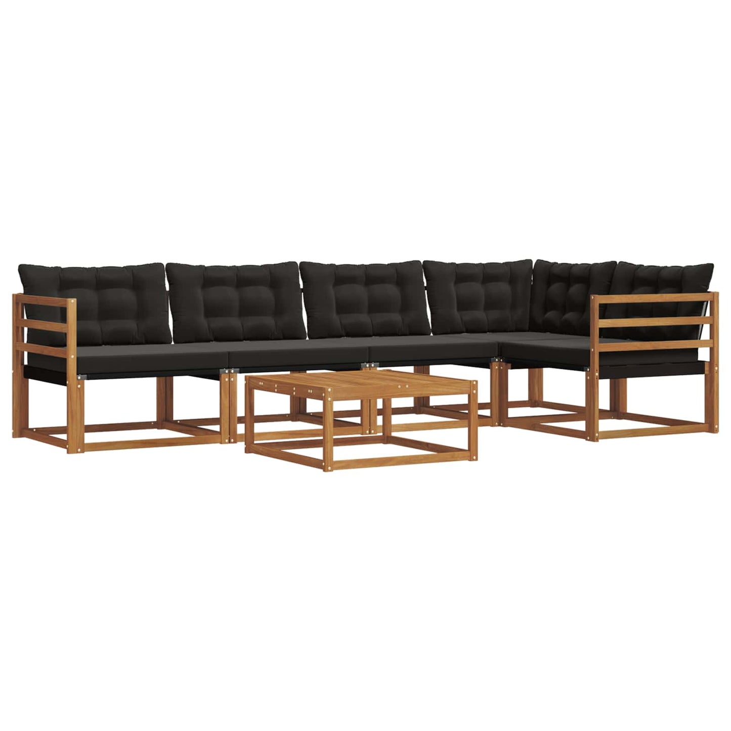 Set di divani da esterno con cuscino 6 pcs Naturale e Nero | homemem39