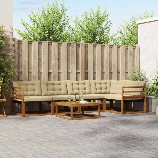 Set di divani da esterno con cuscino 6 pcs Naturale e Beige